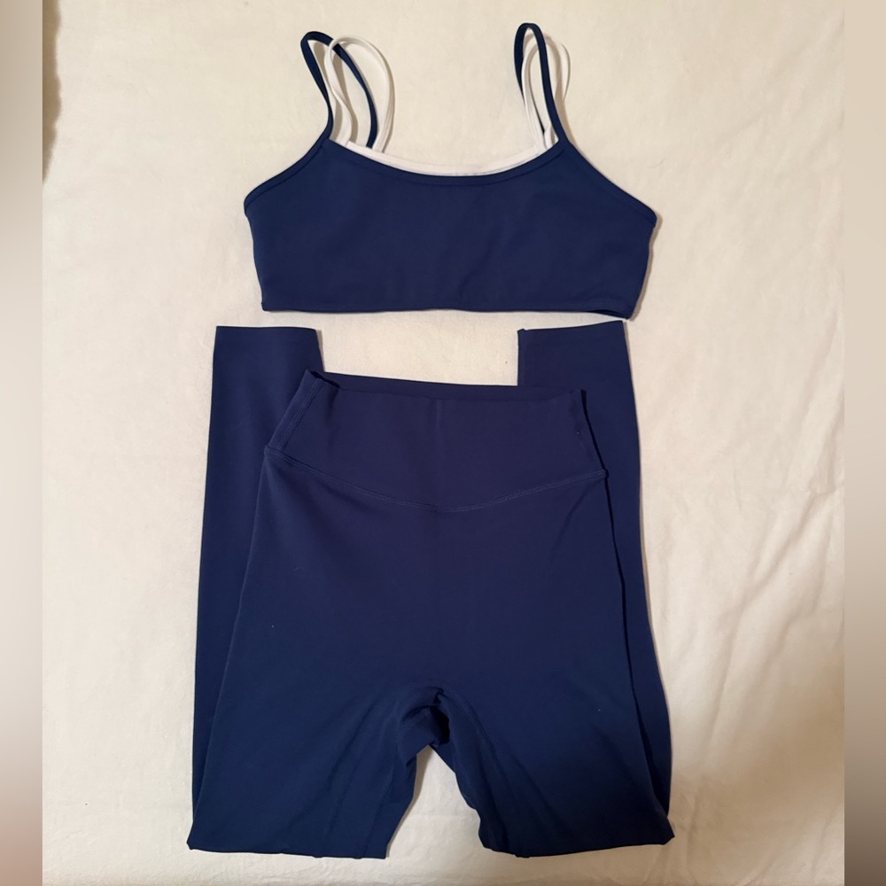 Weylyn Doubled Up Sports Bra and Favorite Leggings Set M/S Navy Blue